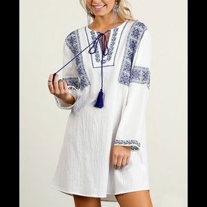 Umgee Navy Boho Long sleeve Dress‎ Size M